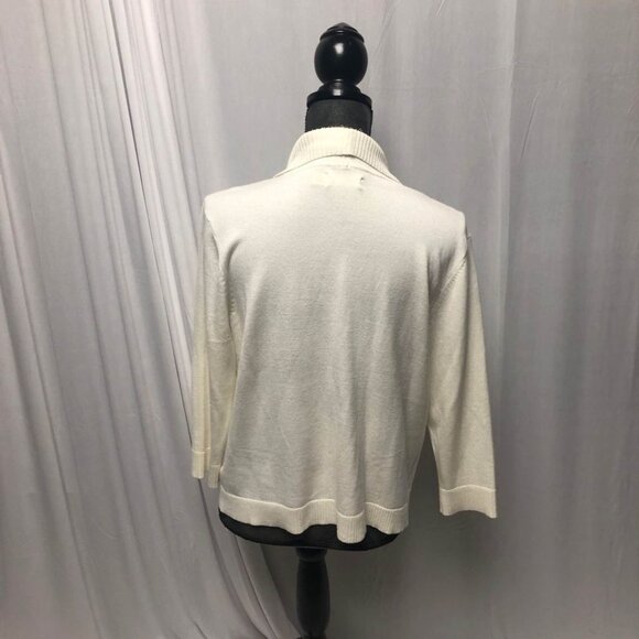 Faded Glory Cardigan Womens Size Large 12 - 14 Cream Open Front Sweater Layering - Picture 4 of 6